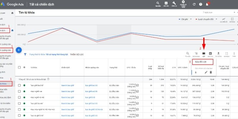 Các tùy chỉnh phổ biến trong tài khoản Google Ads