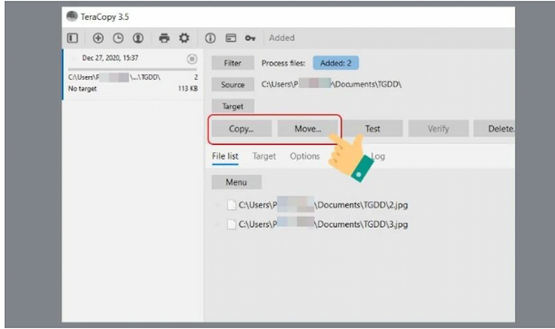 Chọn mục Select Folder rồi click ngay Copy