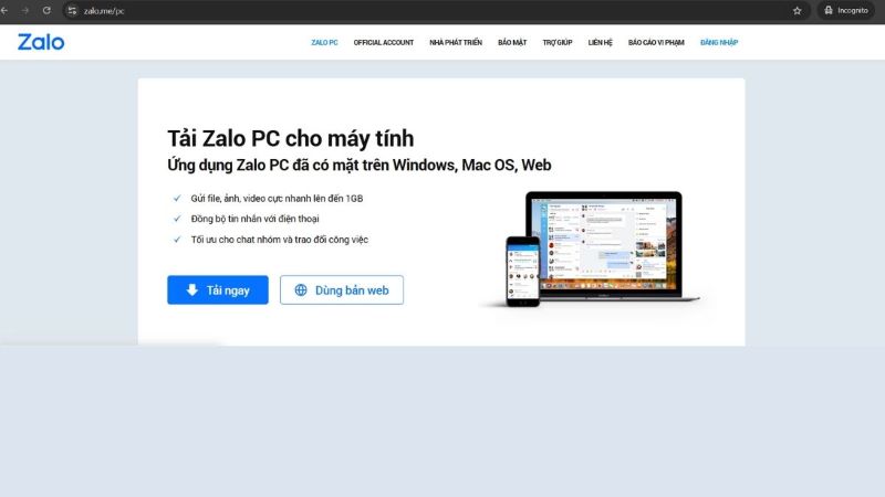 Cách tạo tài khoản Zalo thứ 2 bằng tab ẩn danh