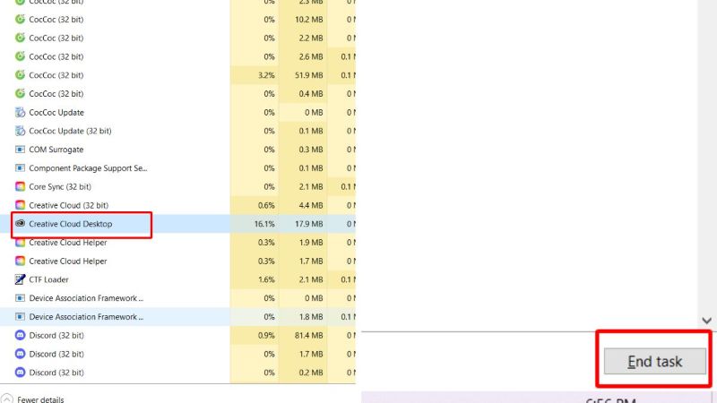 Dùng Task Manager đóng ứng dụng ngầm