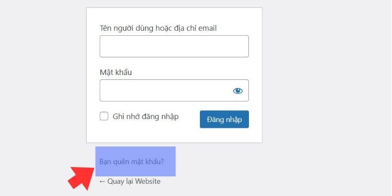 Lấy lại mật khẩu với 5 bước đơn giản tại wordpress