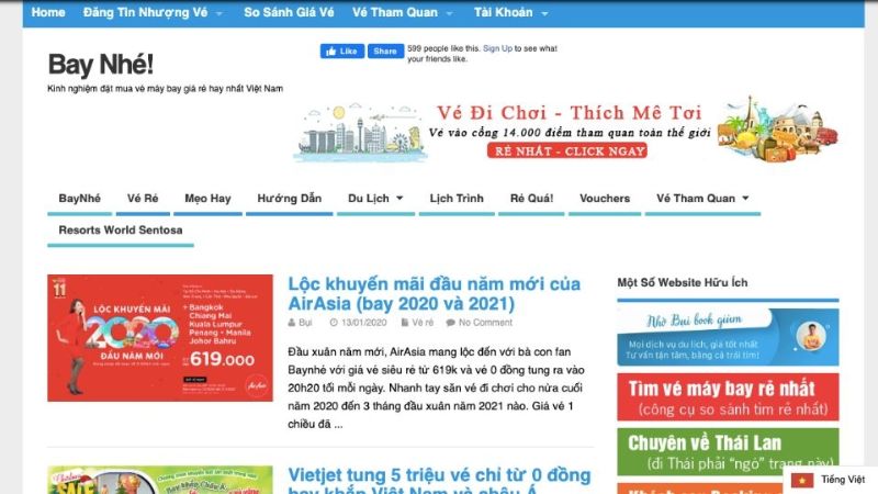 Một trang blog điển hình của nền tảng Bay nhé
