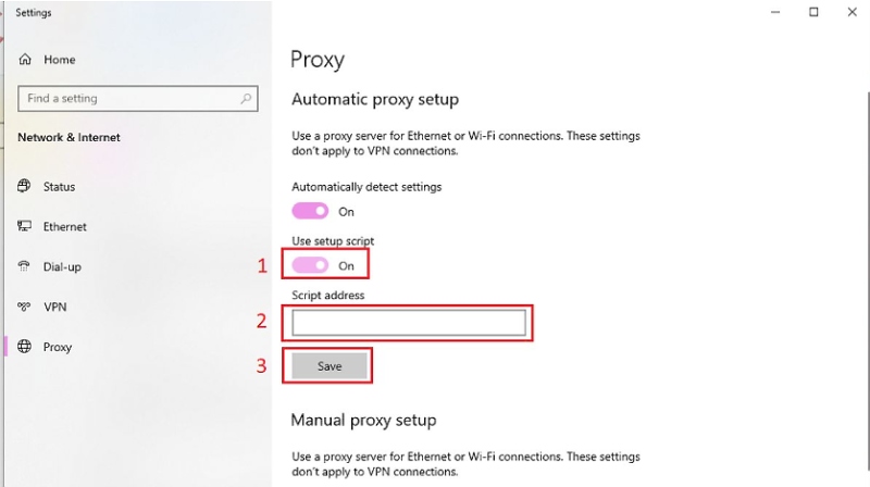 Nhập địa chỉ Proxy