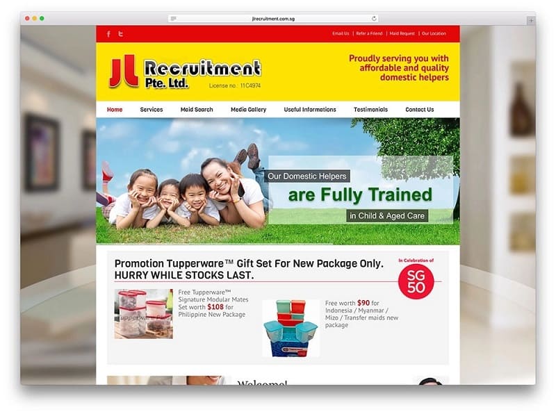 Giao diện chính của website tuyển dụng JL sử dụng theme Avada