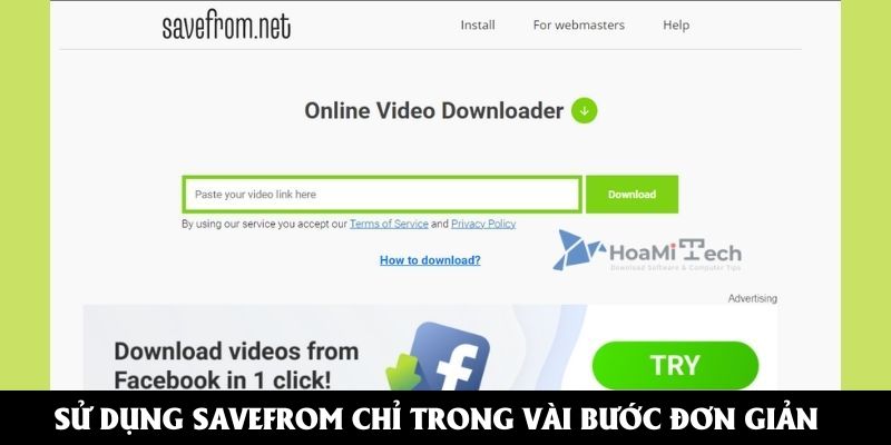 Sử dụng Savefrom chỉ trong vài bước đơn giản