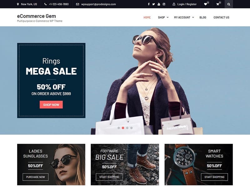 Ecommerce theme Gem giúp tạo ra website bán hàng đa năng