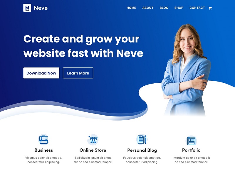 Nhiều tính năng tiện ích được cung cấp tại theme ecommerce Neve