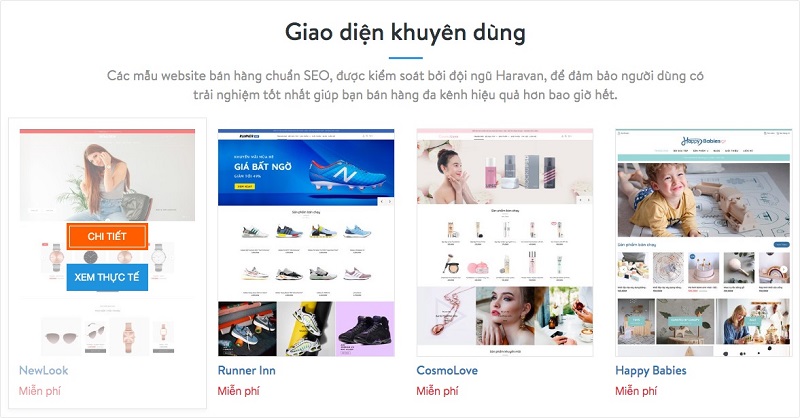Giao diện của haravan cung cấp nhiều ưu điểm nổi bật