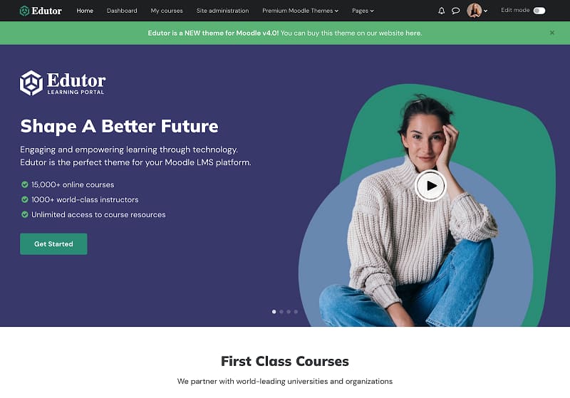 Người dùng có thể tùy chỉnh dễ dàng các đối tượng trên Moodle themes