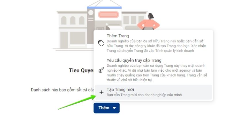 Tạo Fanpage mới ngay trên trình quản lý doanh nghiệp