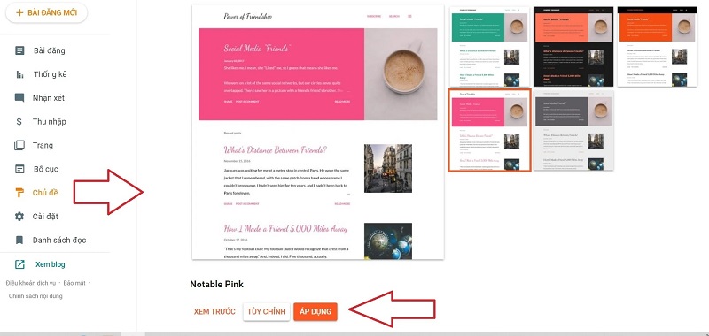 Một bước hiệu chỉnh mẫu blogspot theme