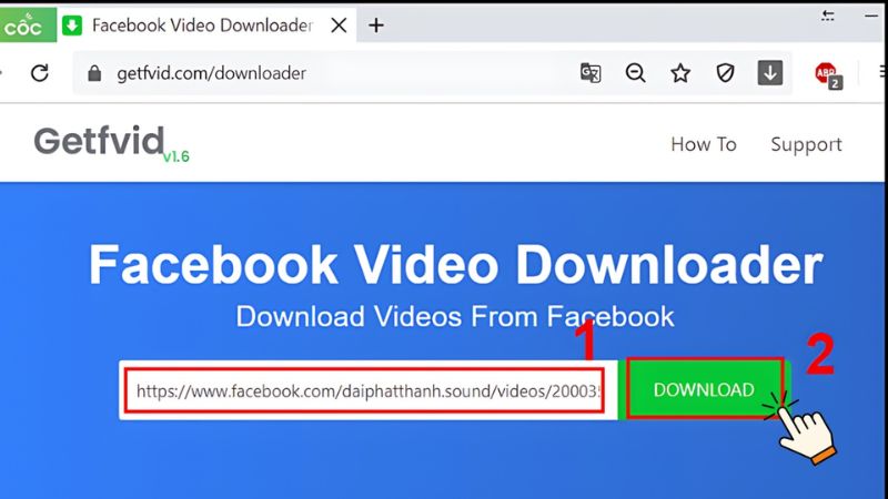 Người dùng có thể sử dụng trang web hỗ trợ để tải video từ link Facebook